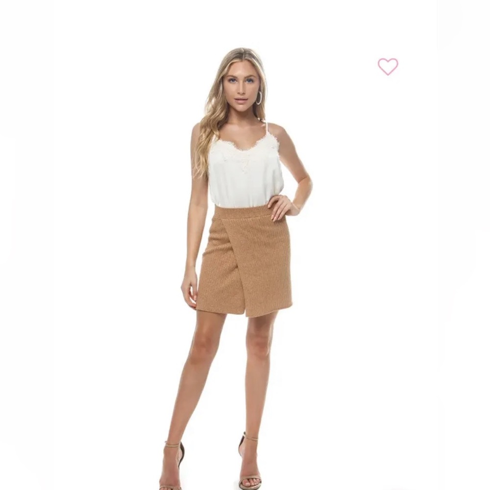 Free People Rib Knit Mod Wrap Sweater Skirt Sand Size Medium